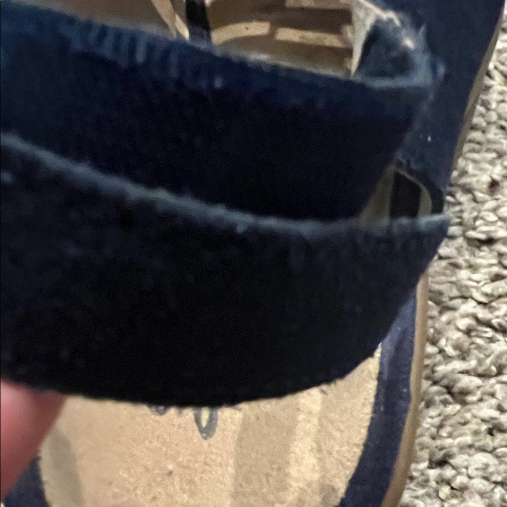 EUC Skechers Navy Blue Cutout Wedge Slingback Sandals W/Box - Picture 8 of 11